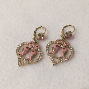 Betsey Johnson Love Birds Heart Earrings